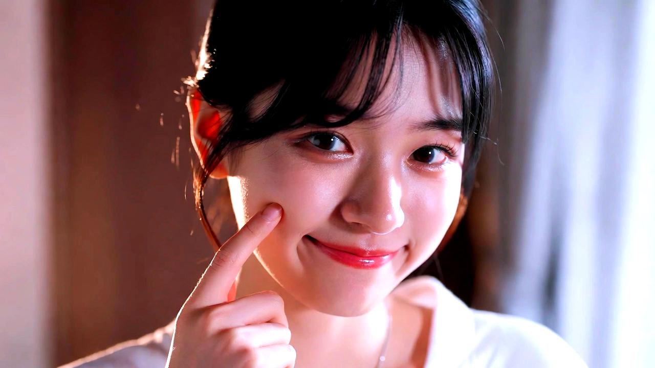 抜け感のある眉とアイメイクで黒髪を軽やかに見せる