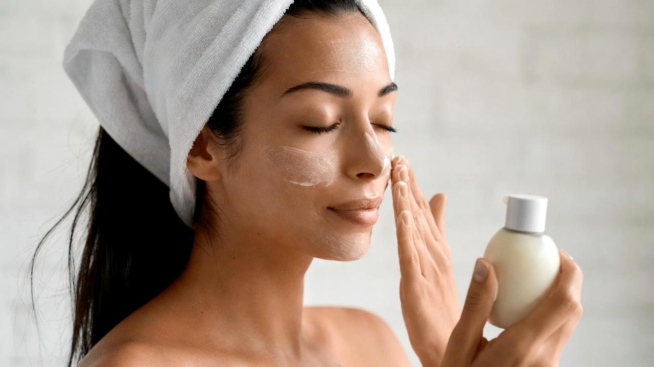 夜のリラックス空間でスキンケアをする大人女性の姿