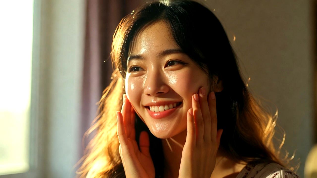 お風呂上がりにスキンケアをして潤いのある美肌を目指す女性のイメージ