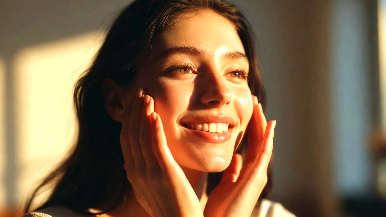 夜のスキンケアを丁寧に行う女性のナイトルーティン風景