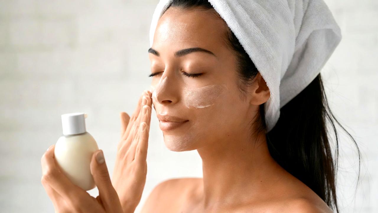 夜のリラックスしたスキンケア時間の落ち着いた雰囲気