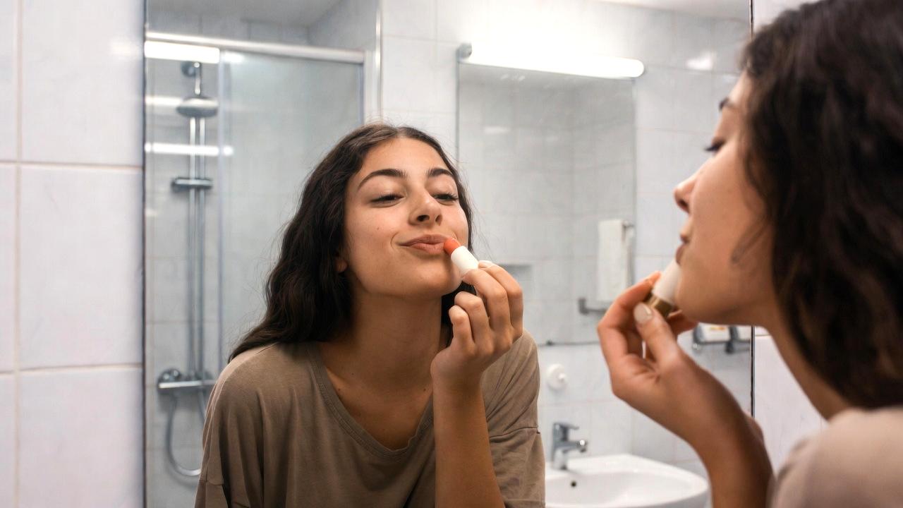 韓国風リップと全体メイクのバランスが整った洗練された顔のイメージ