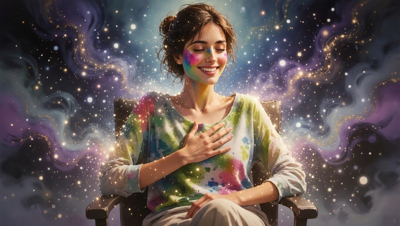 目元を優しくマッサージしている女性の様子