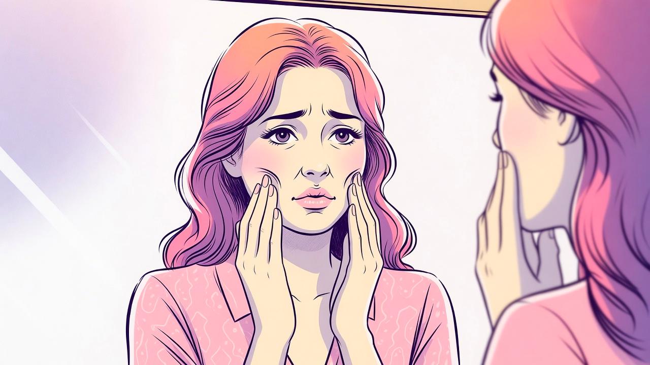 指の腹を使ってやさしく目元に触れるスキンケアシーン