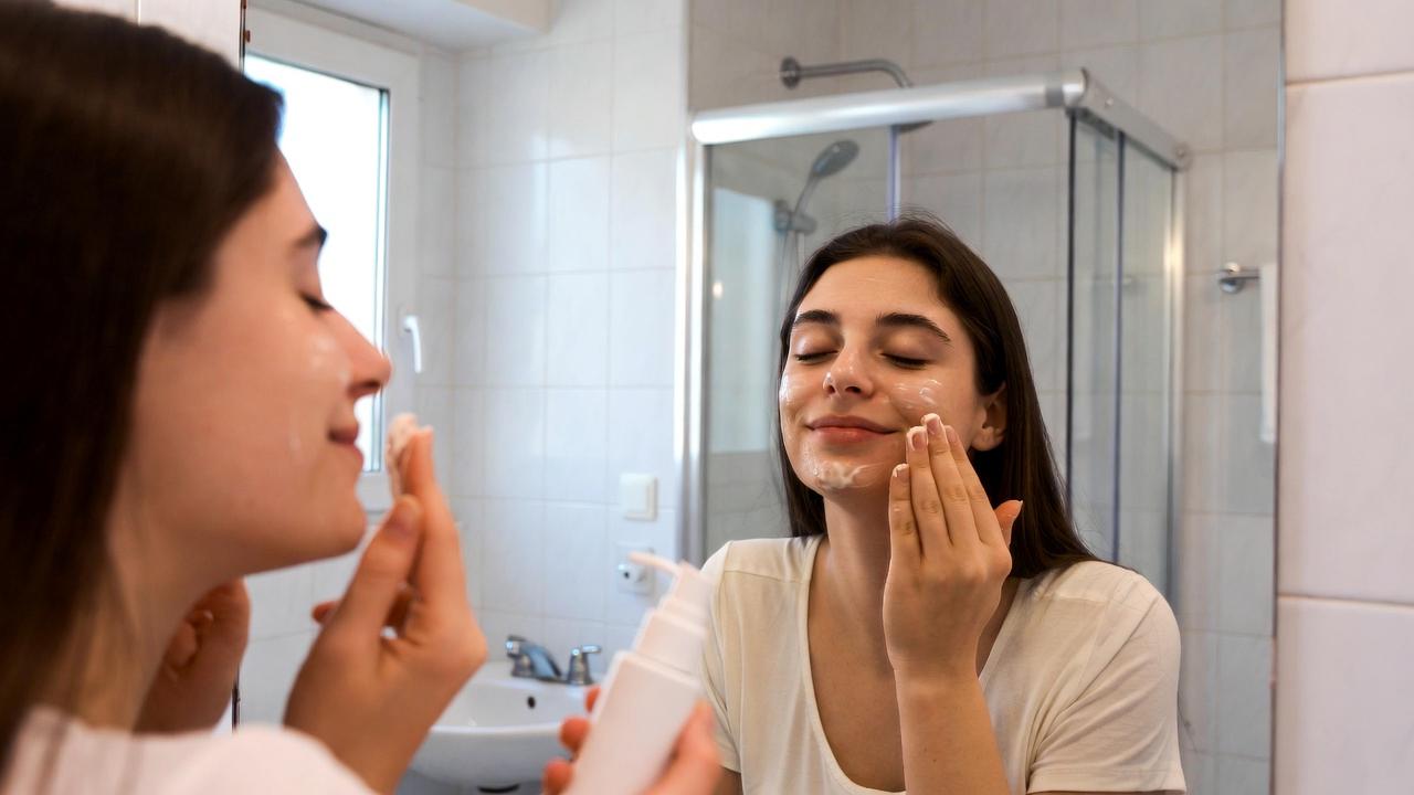 軽やかなテクスチャーのハンドクリームを手に取る様子