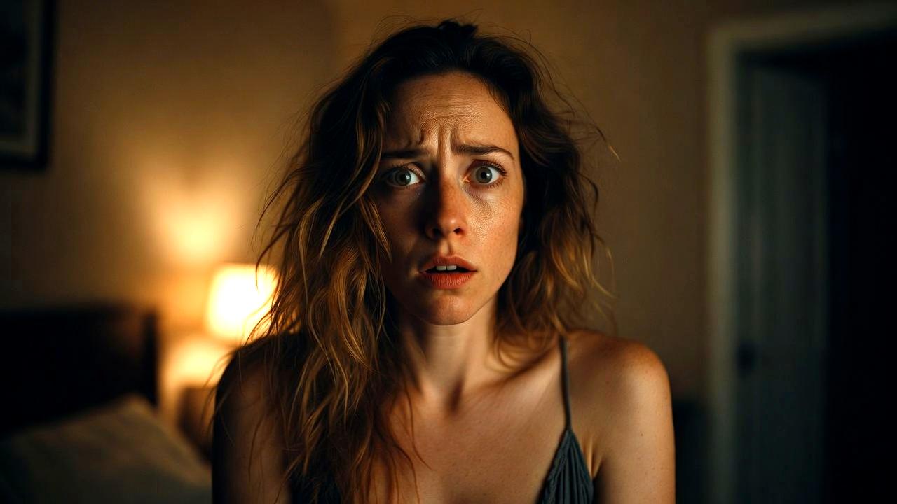 夜のスキンケアルーティンで目元ケアする様子