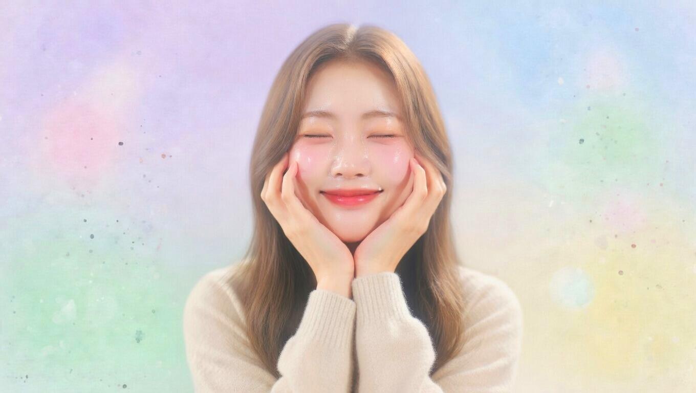 アイクリームで目元を保湿している様子