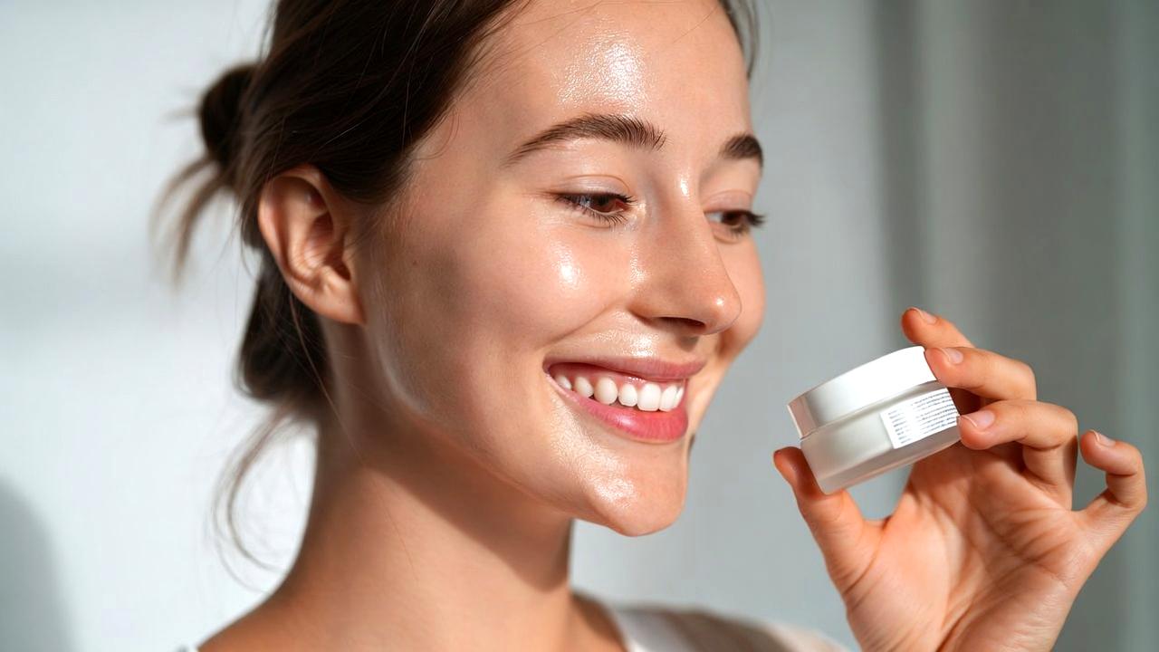 指の腹でアイクリームを優しくなじませる手順の様子