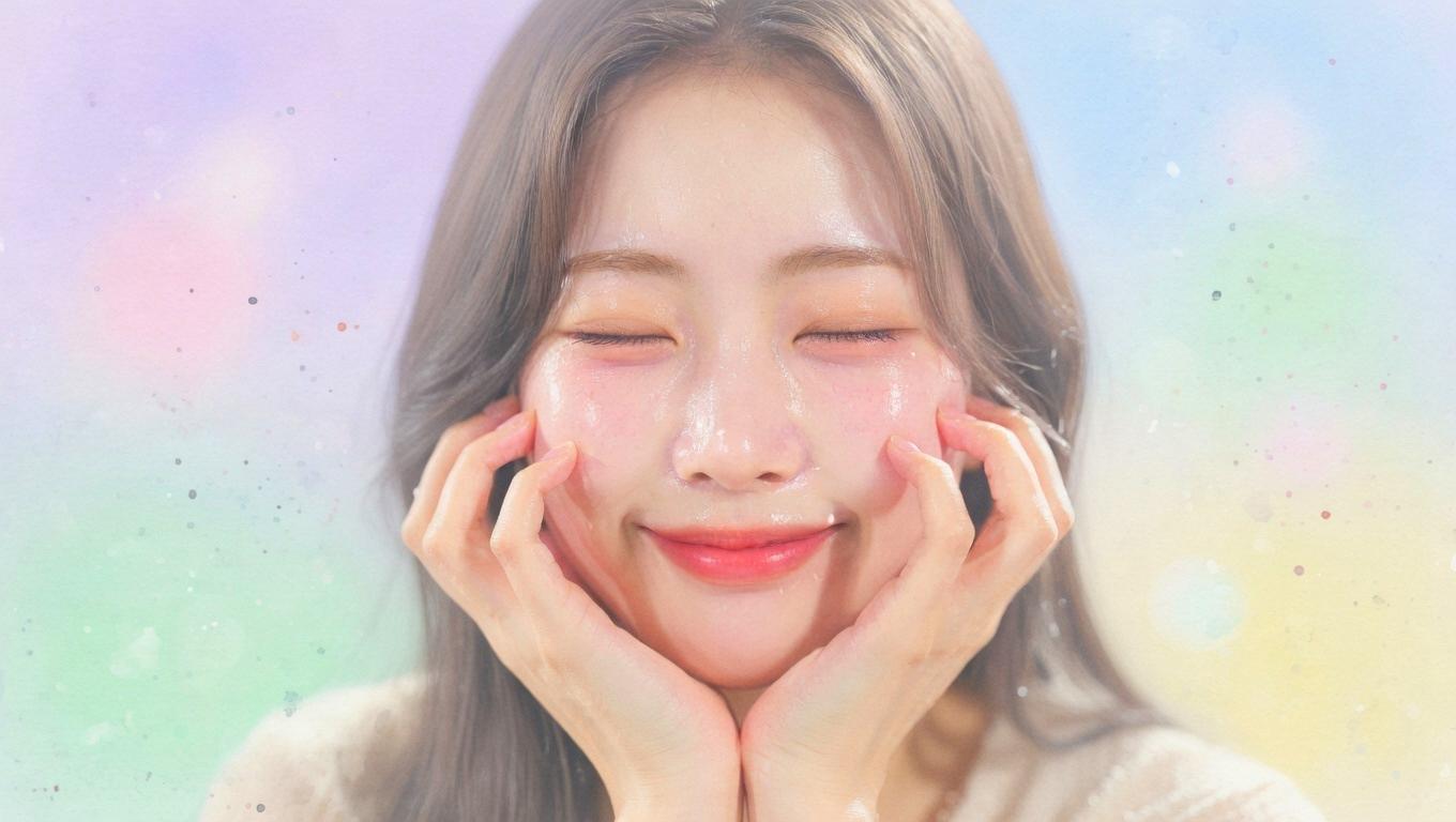 夜のスキンケアルーティンを丁寧に行っている女性