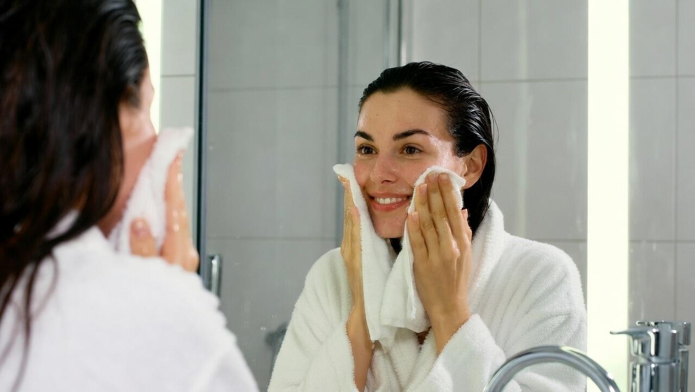 まつ毛に優しいクレンジングでメイクを落とす様子のイメージ