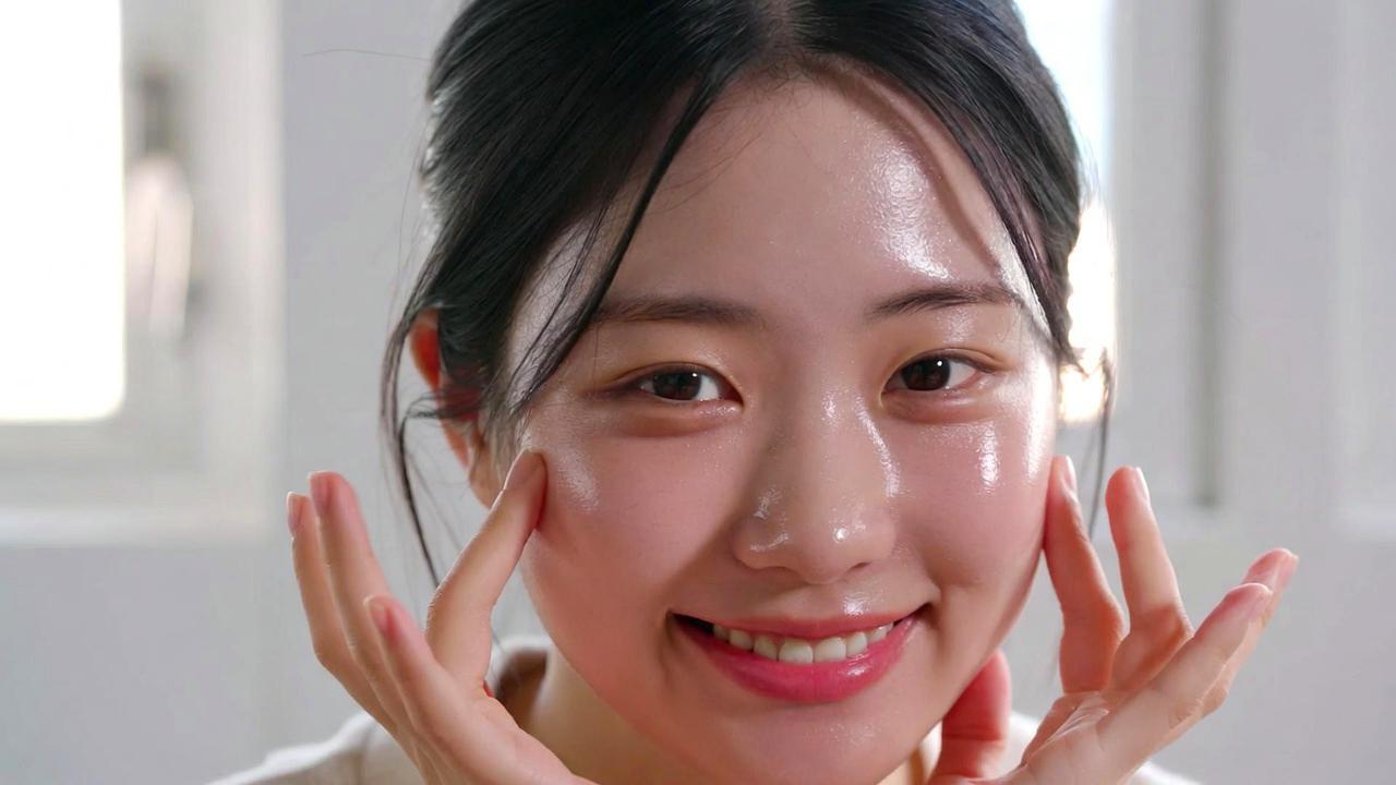 化粧水や美容液を並べて選ぶ女性のスキンケアシーン