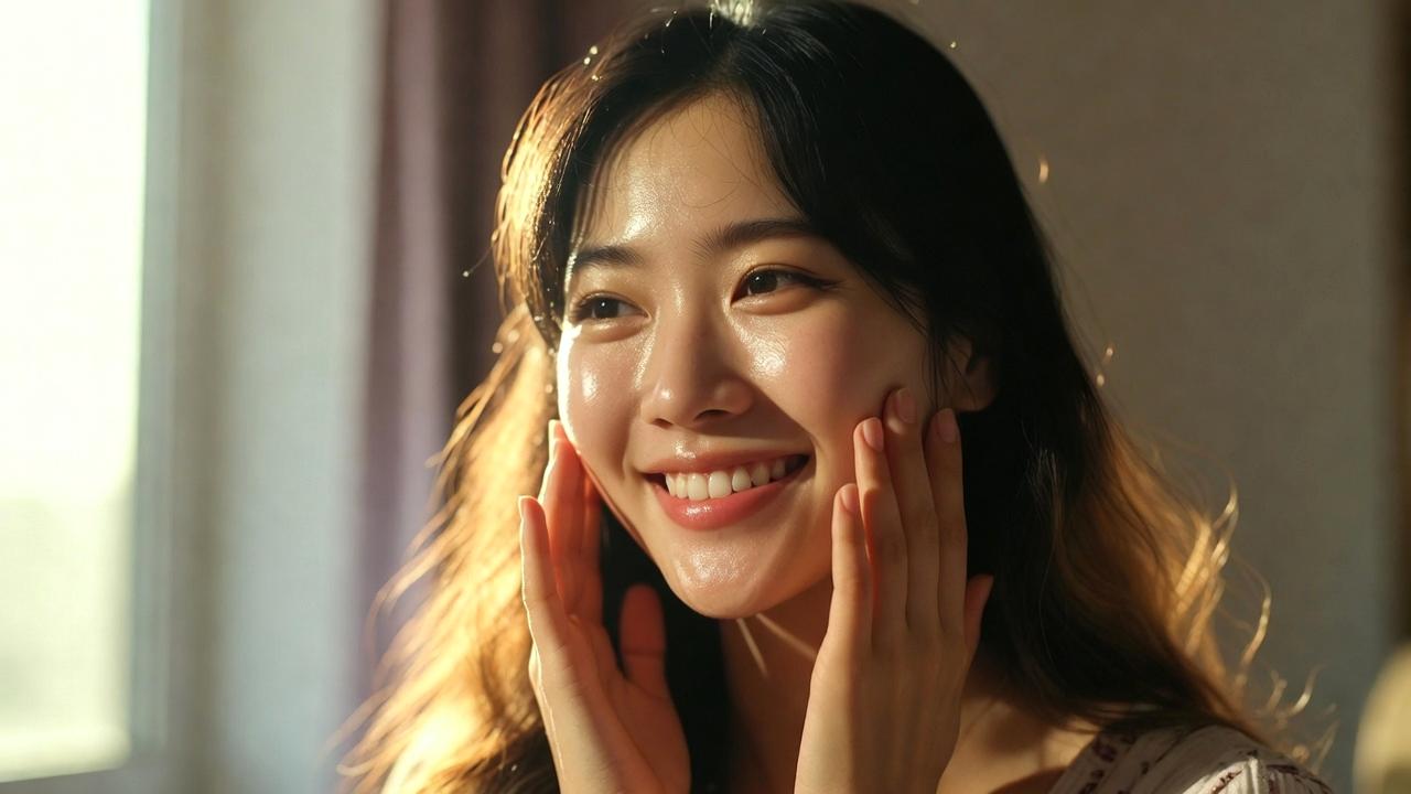 スマホと美容ケアをバランスよく取り入れる大人女性のイメージ