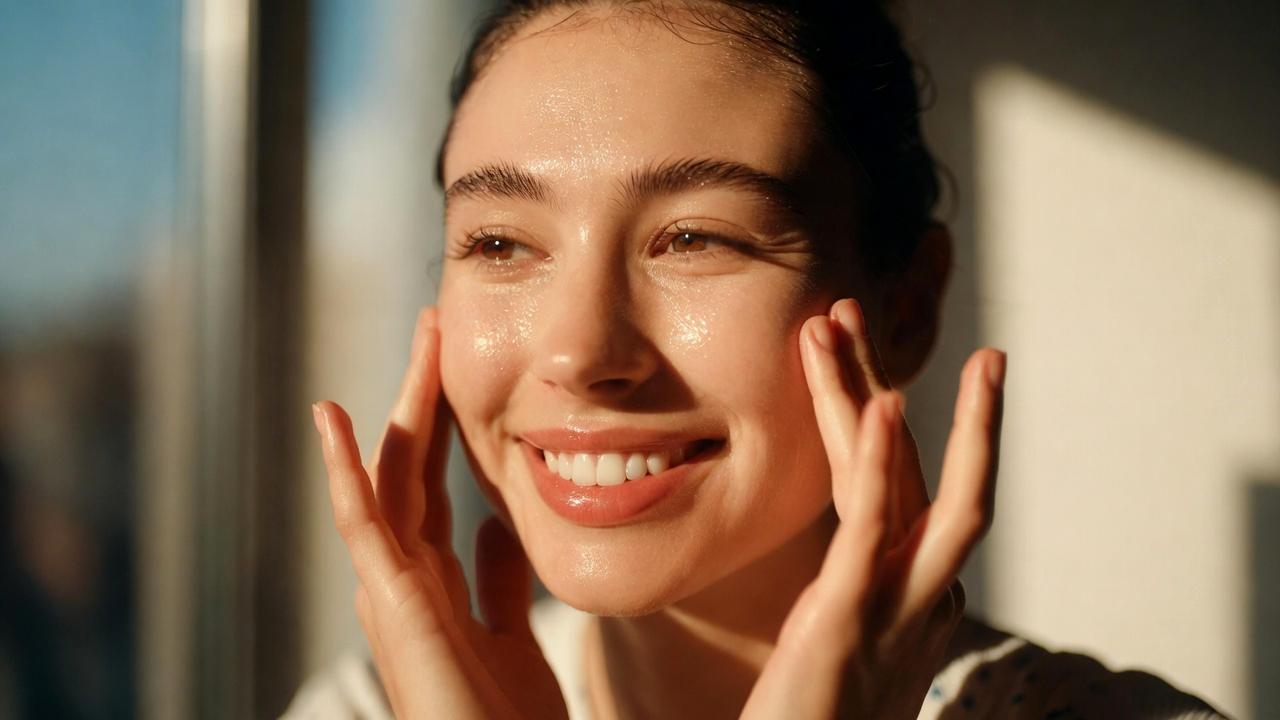 美容成分入りナイトパックとツヤ肌のイメージカット