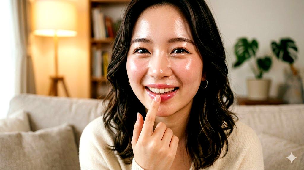 くすみのない自然なピンク色の唇へ変化するビフォーアフターイメージ