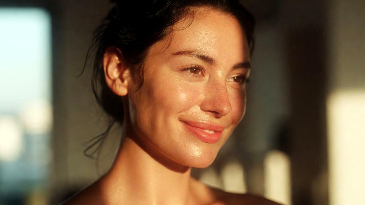 夜ケア後に翌朝ふっくらした目元を実感する女性のイメージ