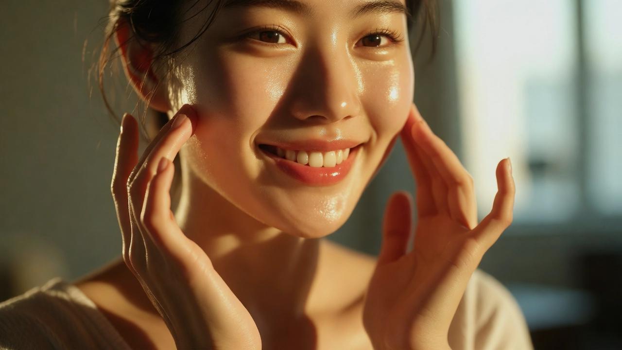 スマホとブルーライトによる肌老化を意識しながら美肌を目指す女性のイメージ