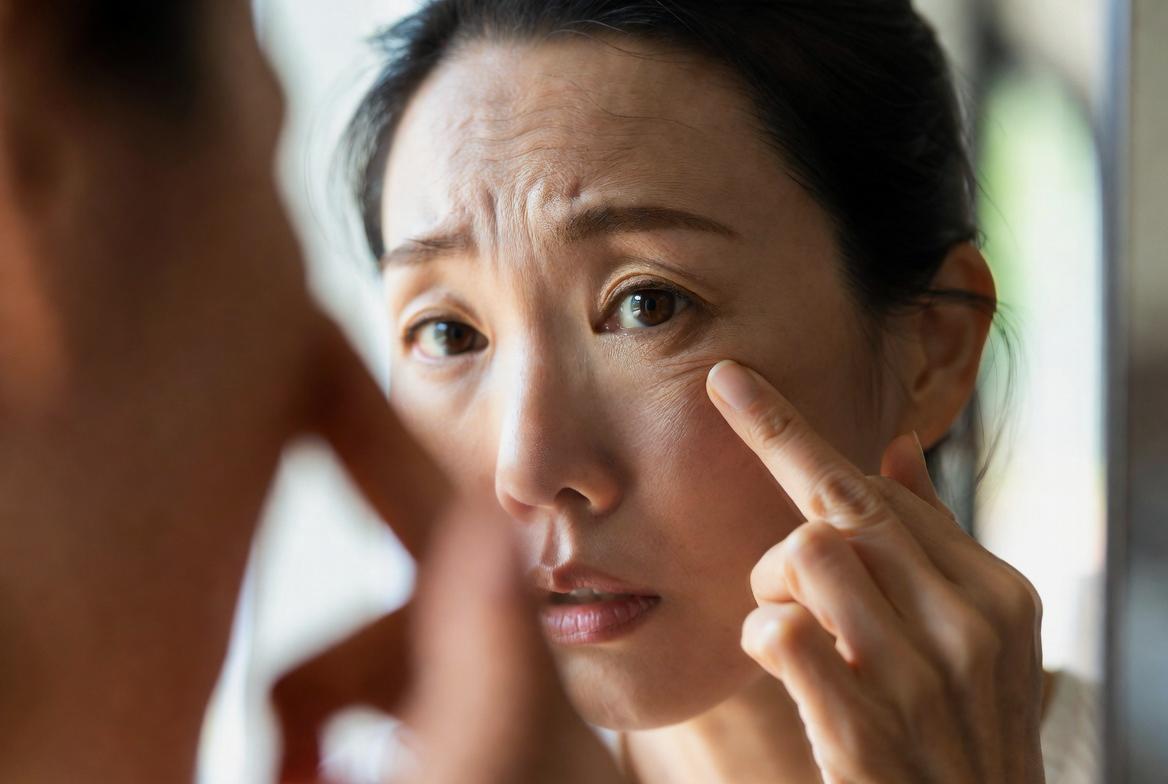 夜のカフェイン摂取と睡眠の乱れが肌に影響するイメージ