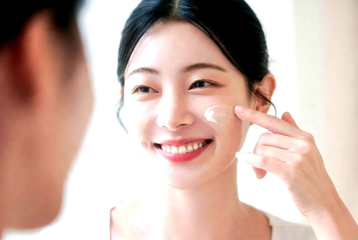 夜のスキンケアで肌バリアを整えながらリラックスする様子