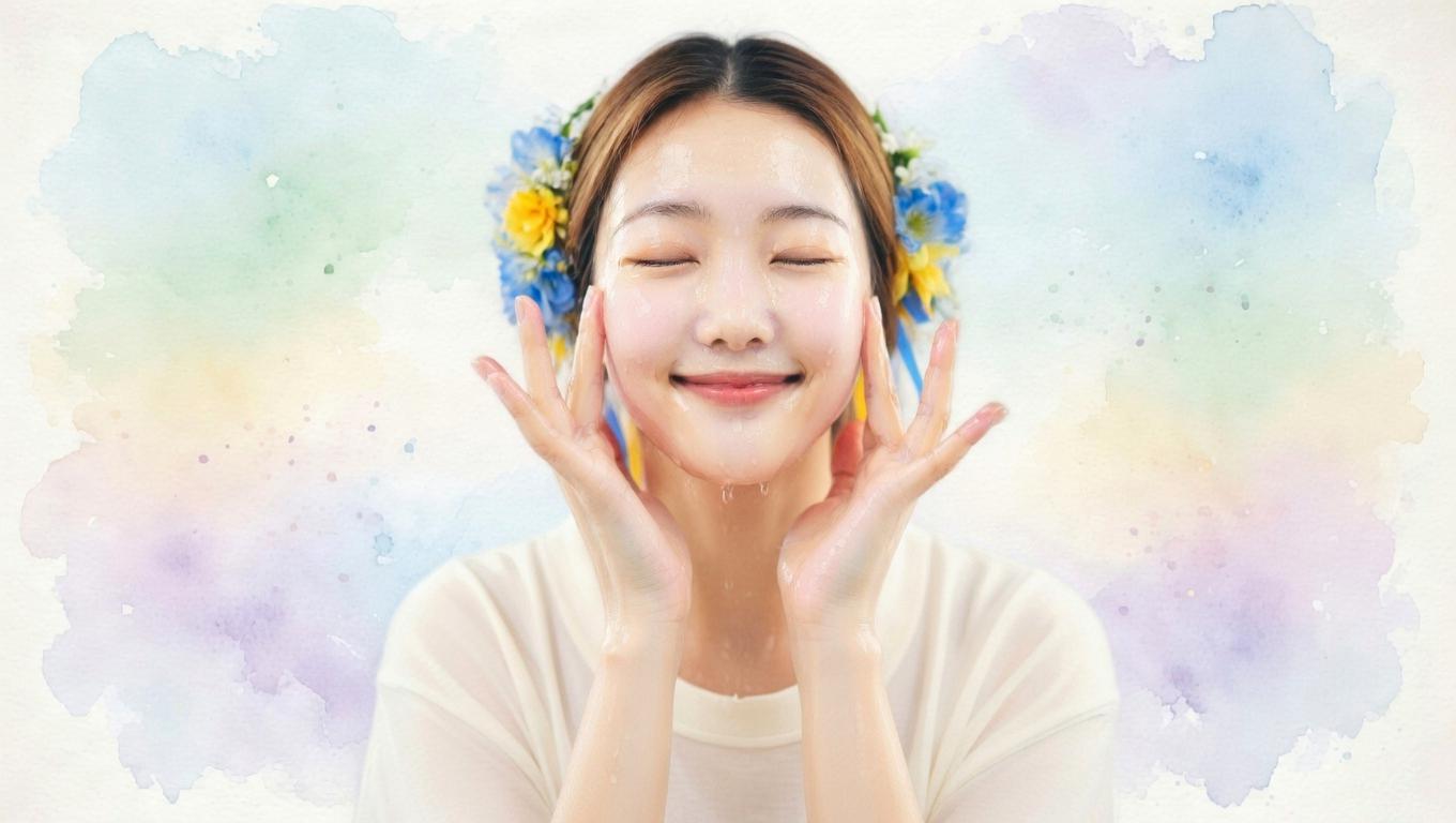 フェイスマスクで肌を集中ケアしているリラックスした様子