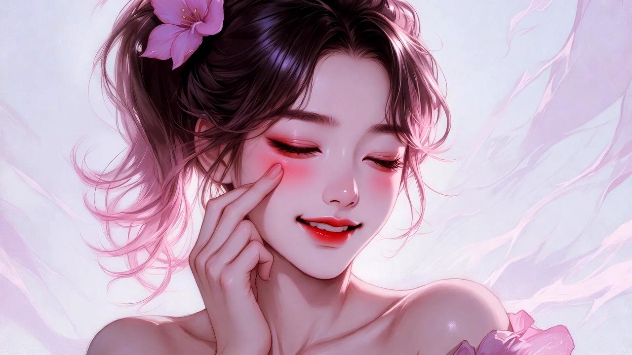 時間を意識してメイク直しする女性のイメージ