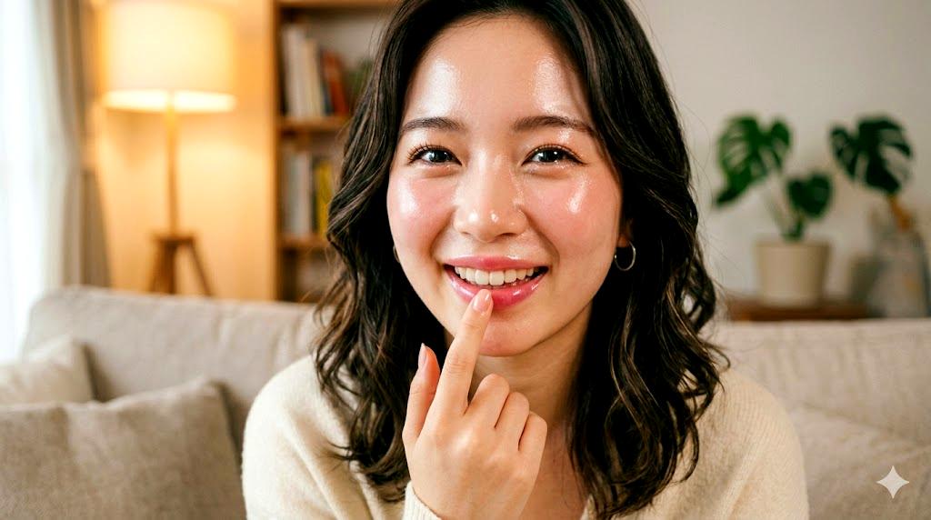 唇のくすみや乾燥の原因となる摩擦と色素沈着の関係を解説する様子