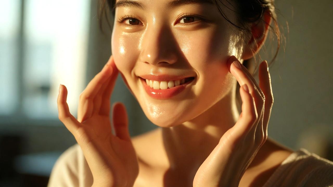 コーヒーを楽しみながら保湿された美肌を目指す大人女性の美容イメージ