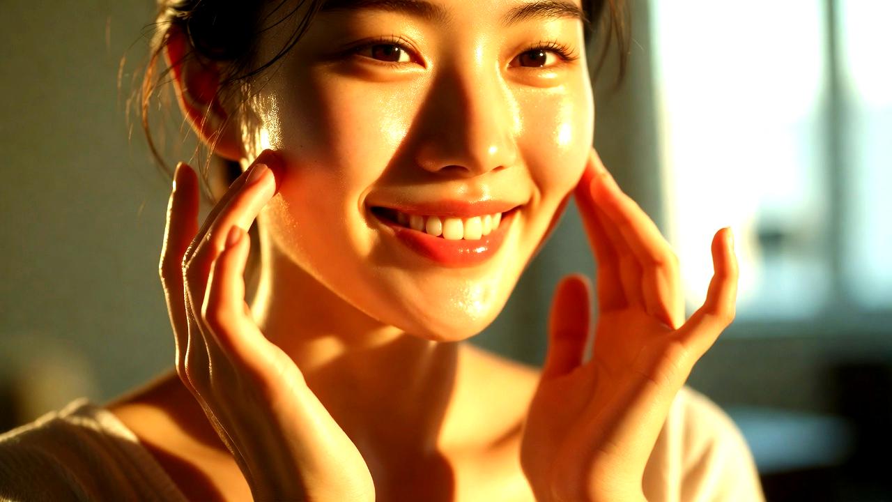 韓国の水光肌をイメージした透明感あふれるツヤ肌のビジュアル