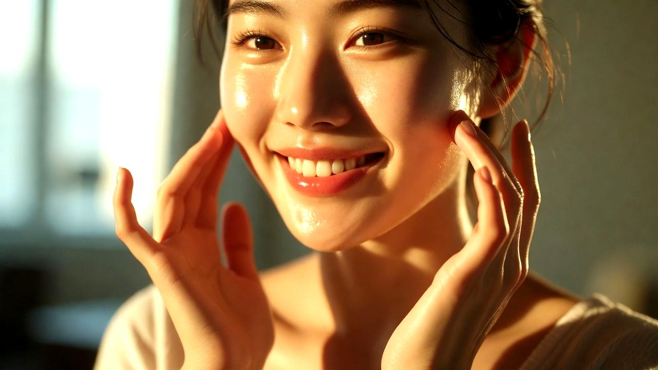 メイクの上から紫外線対策を考える女性の横顔と太陽光