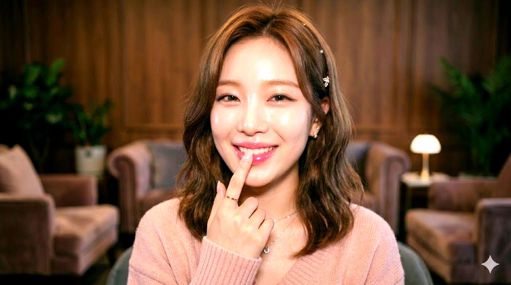 自然な血色メイクで整った顔印象を作る女性の全体イメージ