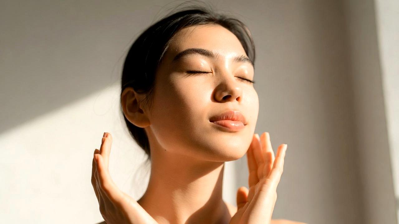 毛穴ケア成分の美容アイテムが並ぶ洗練されたテーブルフォト