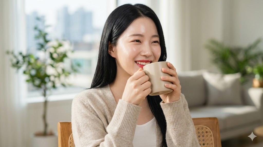 朝の白湯と美容習慣で透明感のある肌を目指すイメージ