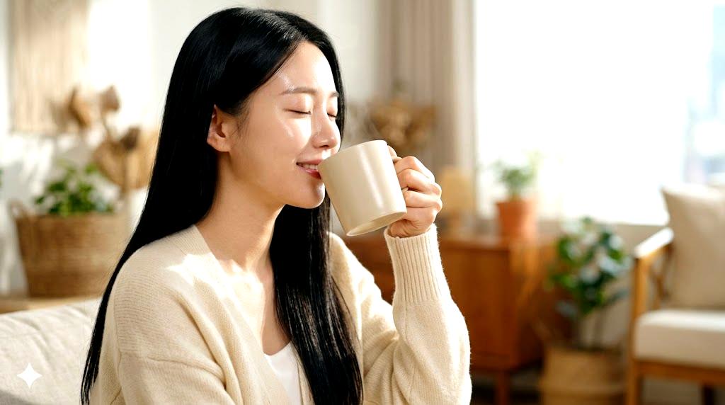 美容のために栄養バランスの良い食事とサプリを取り入れる様子