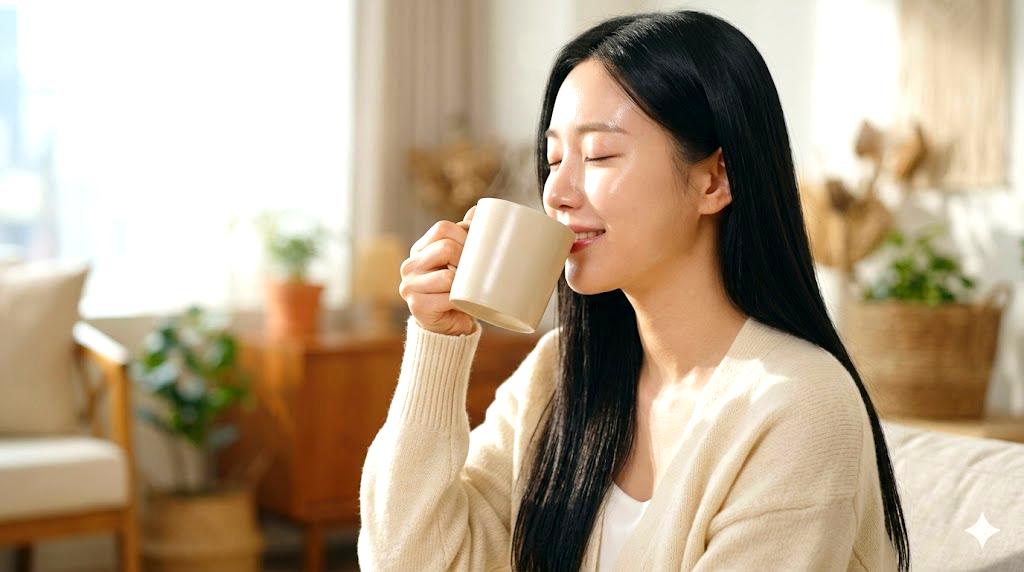 白湯習慣で唇の血色と透明感が整う大人の美容イメージ