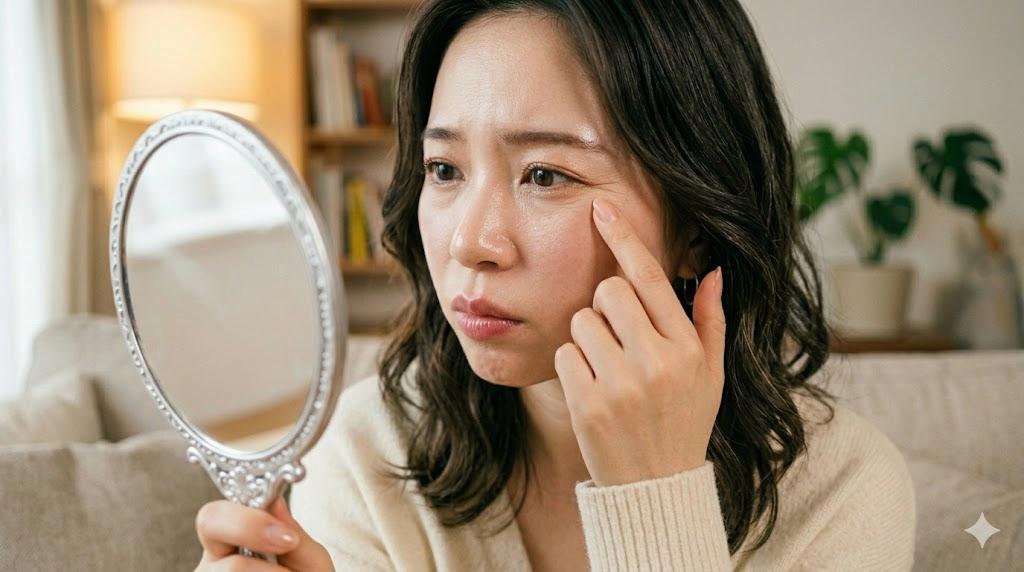 化粧水や乳液でスキンケアをする女性のイメージ