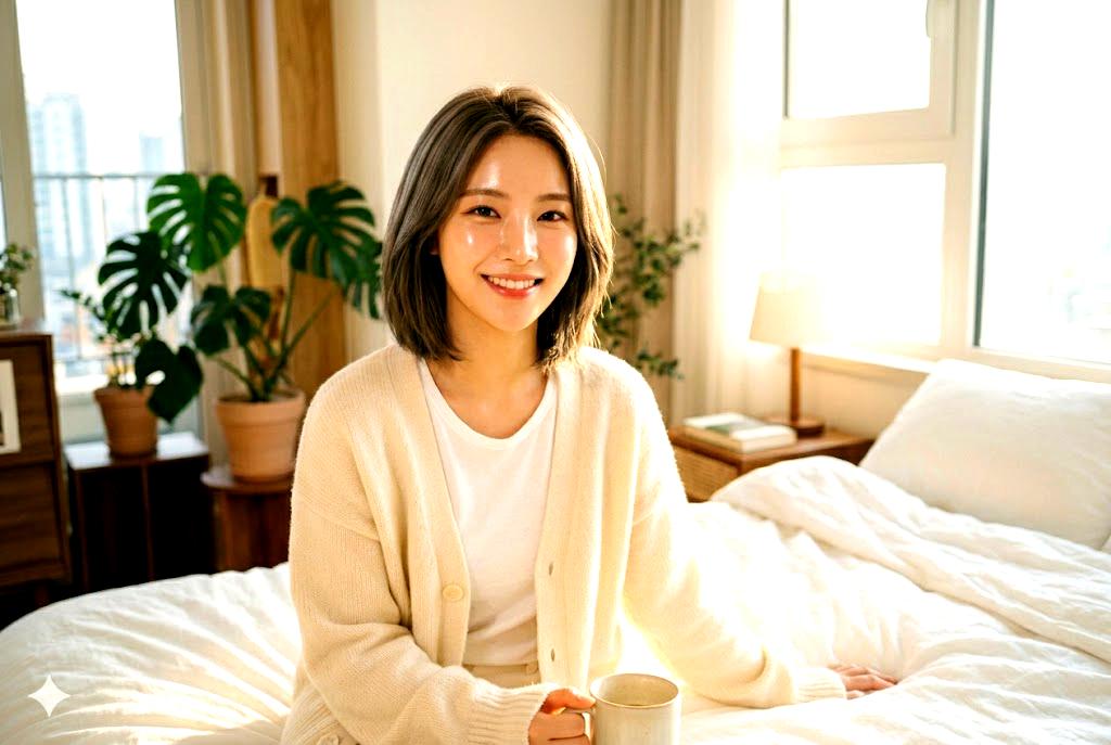 朝のモーニングルーティンで美肌を整えるイメージ