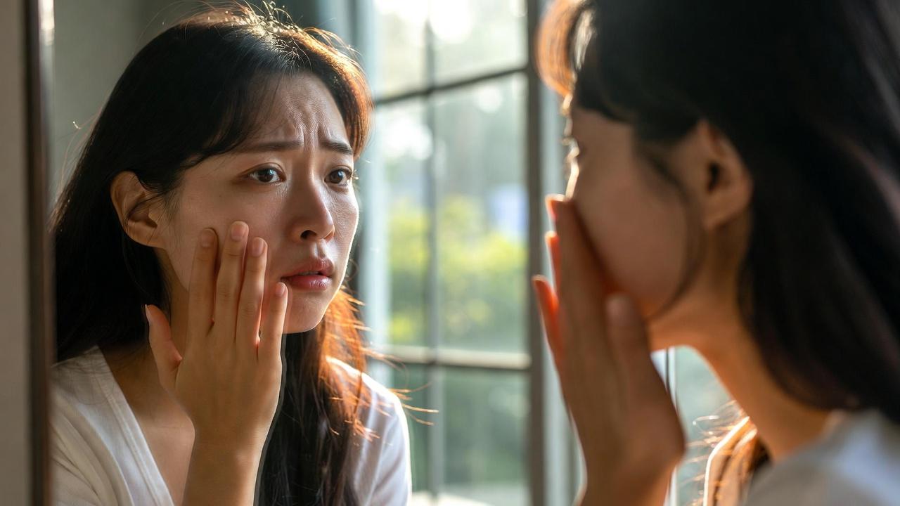 間違ったクレンジング習慣で肌荒れしているイメージ
