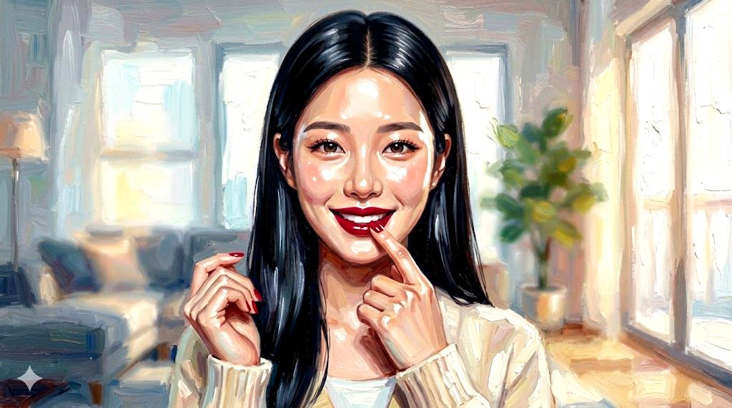 透明感のある肌と前向きな表情の女性のイメージ
