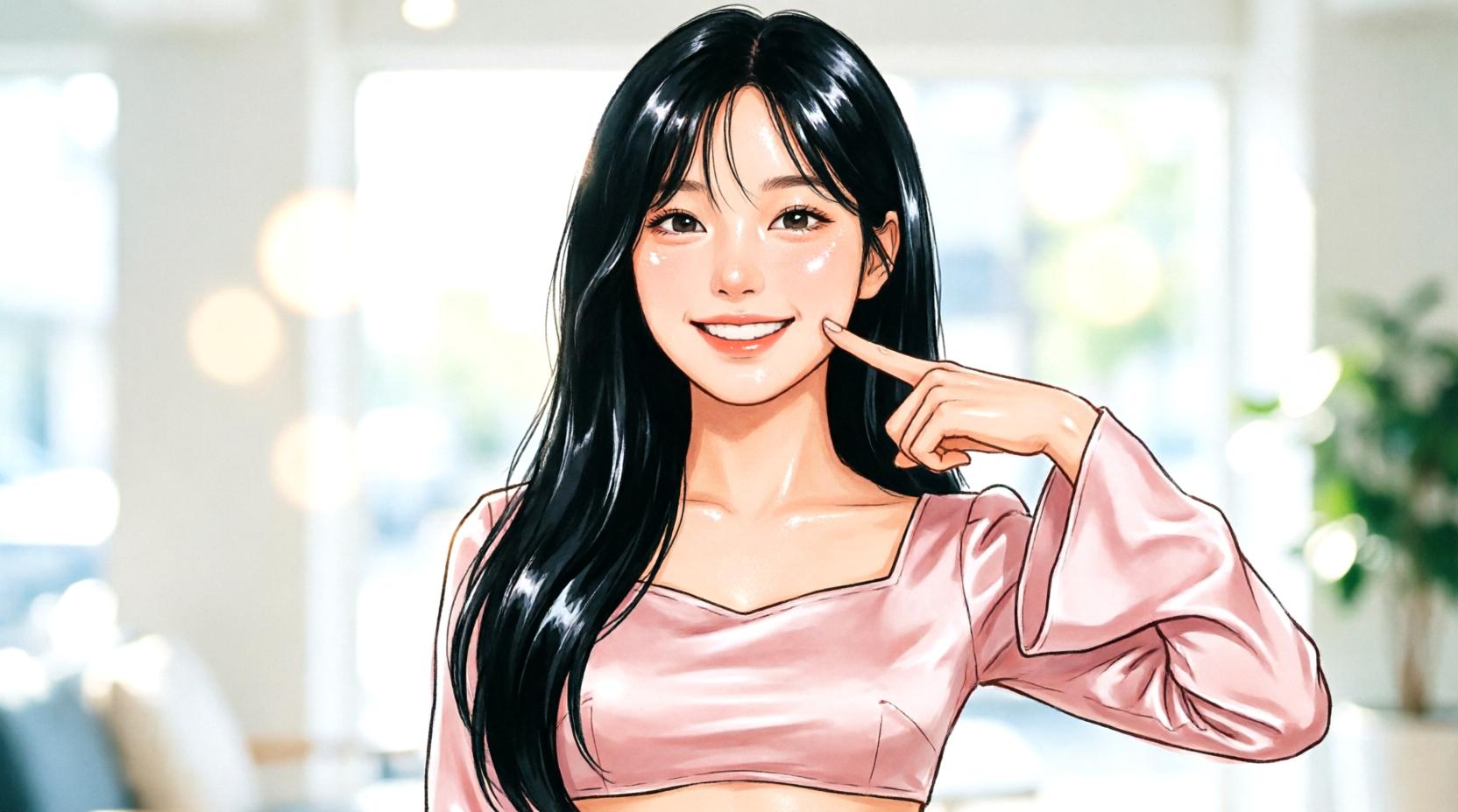 姿勢改善でフェイスラインを美しく整えた大人女性のイメージ