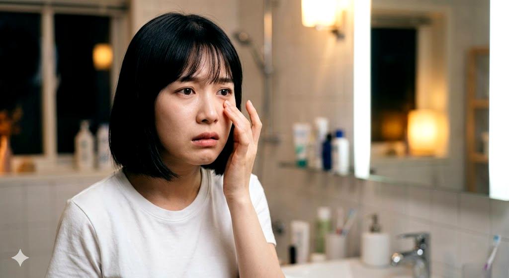 目元を強くこすってしまうNGスキンケアの注意シーン
