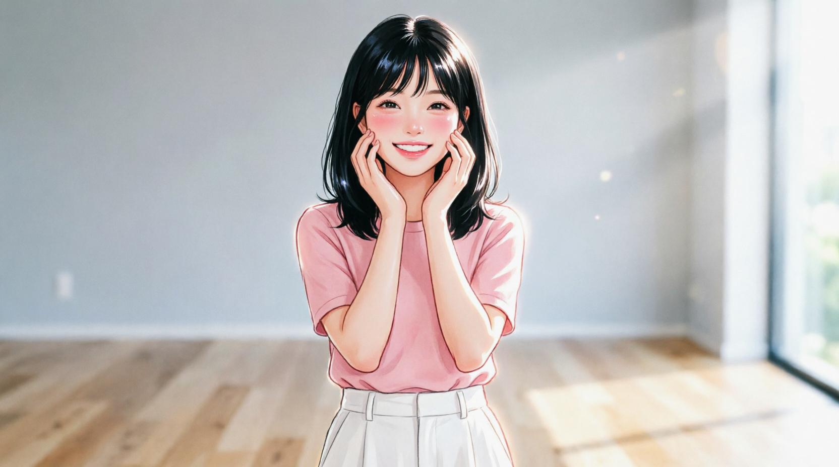 透明感のある美しい素肌をイメージしたスキンケア後の肌
