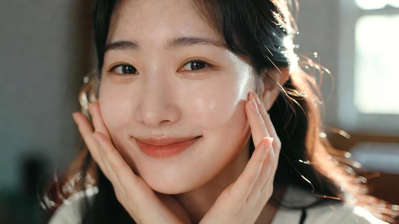 化粧水と乳液でしっかり保湿しているスキンケアの様子