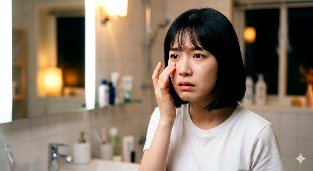 目元のリンパケアと血流促進マッサージのイメージ