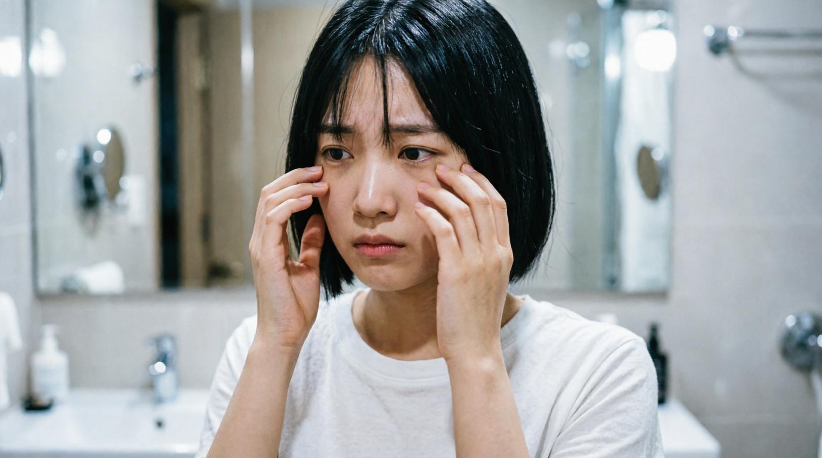 目元ケアのNG習慣を注意喚起するイメージ