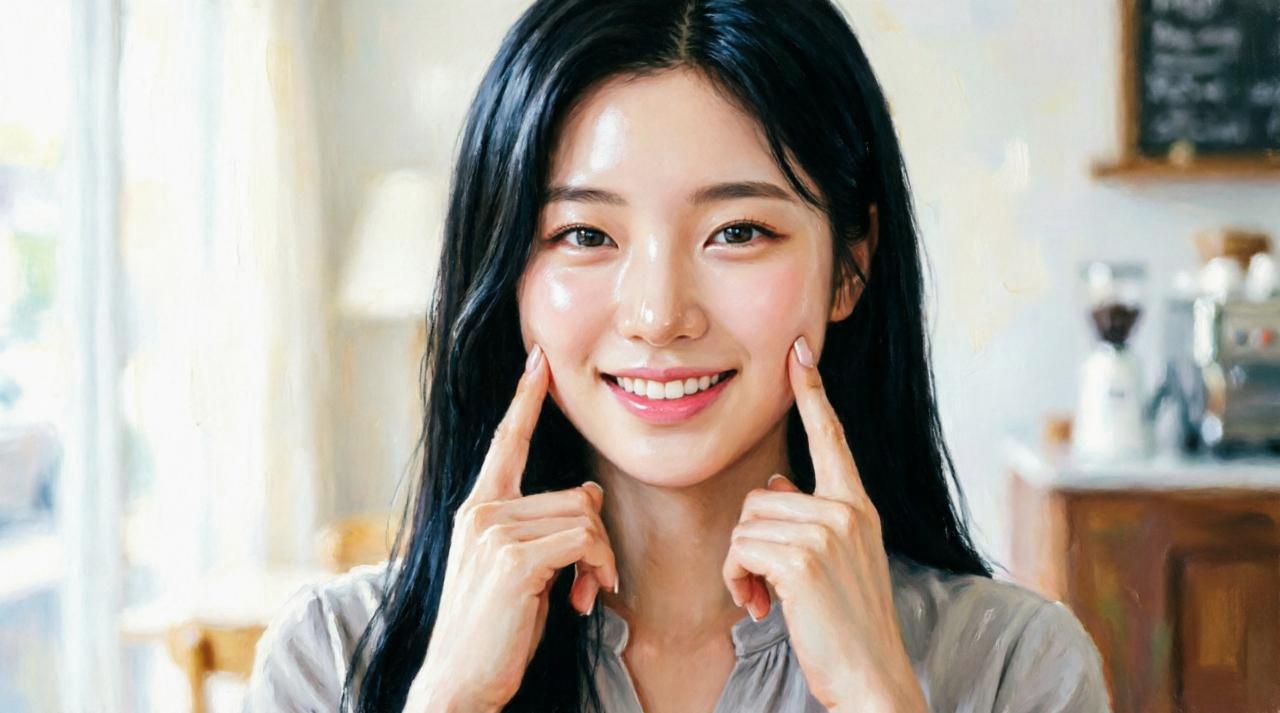 美しい女性が自信を持って手を差し出し、なめらかで潤いに満ちた手肌を見せている姿