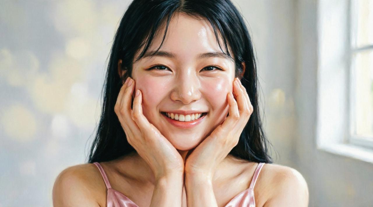 美肌を手に入れた女性が微笑むイラスト