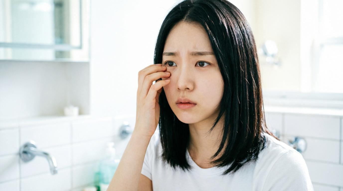 上品な雰囲気の女性が目元ケアをしている美容イメージ