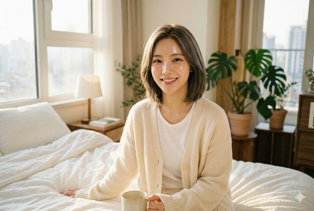 夜のミスト洗顔で肌を整える大人の女性