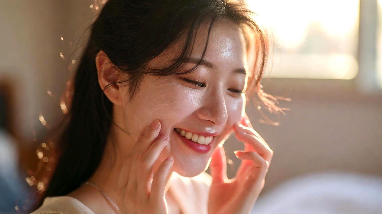 高保湿クリームを手の甲にたっぷり塗布している女性のクローズアップ写真