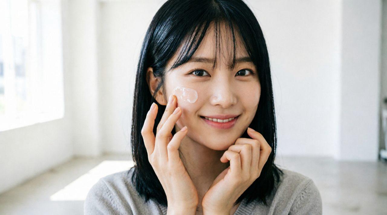 洗顔バームを優しく肌になじませる正しい使い方の様子