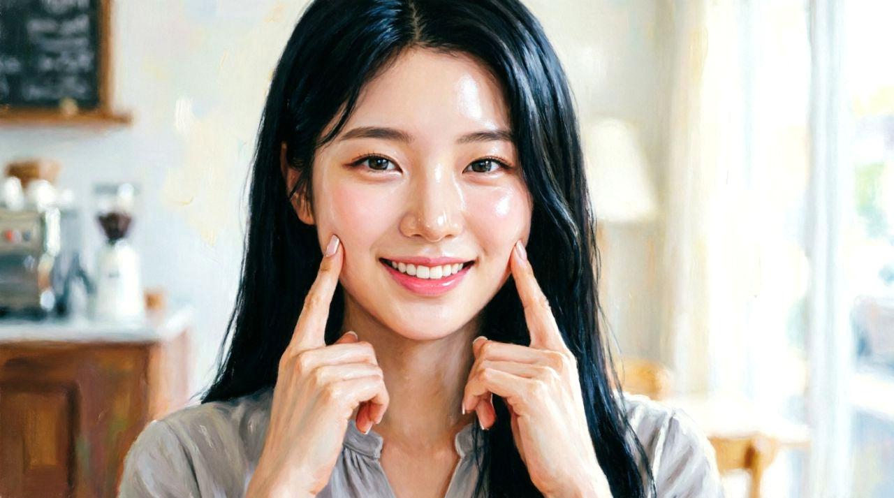 スキンケア用品で肌を整える大人の女性の美容イメージ